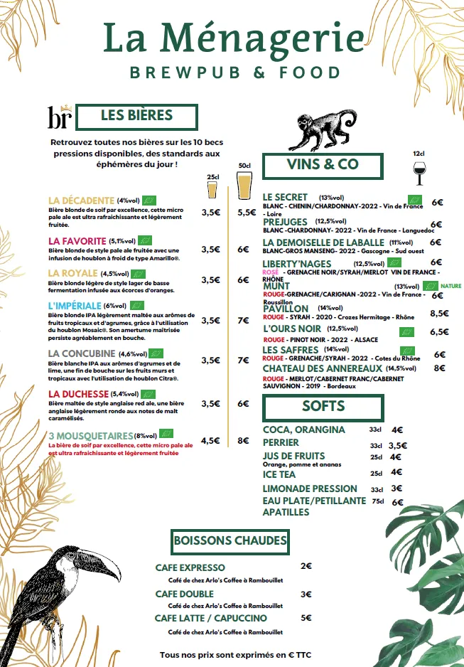 Menu_La Ménagerie - Bière artisanale & Burger maison_Saint-Cyr-l'École_image_1