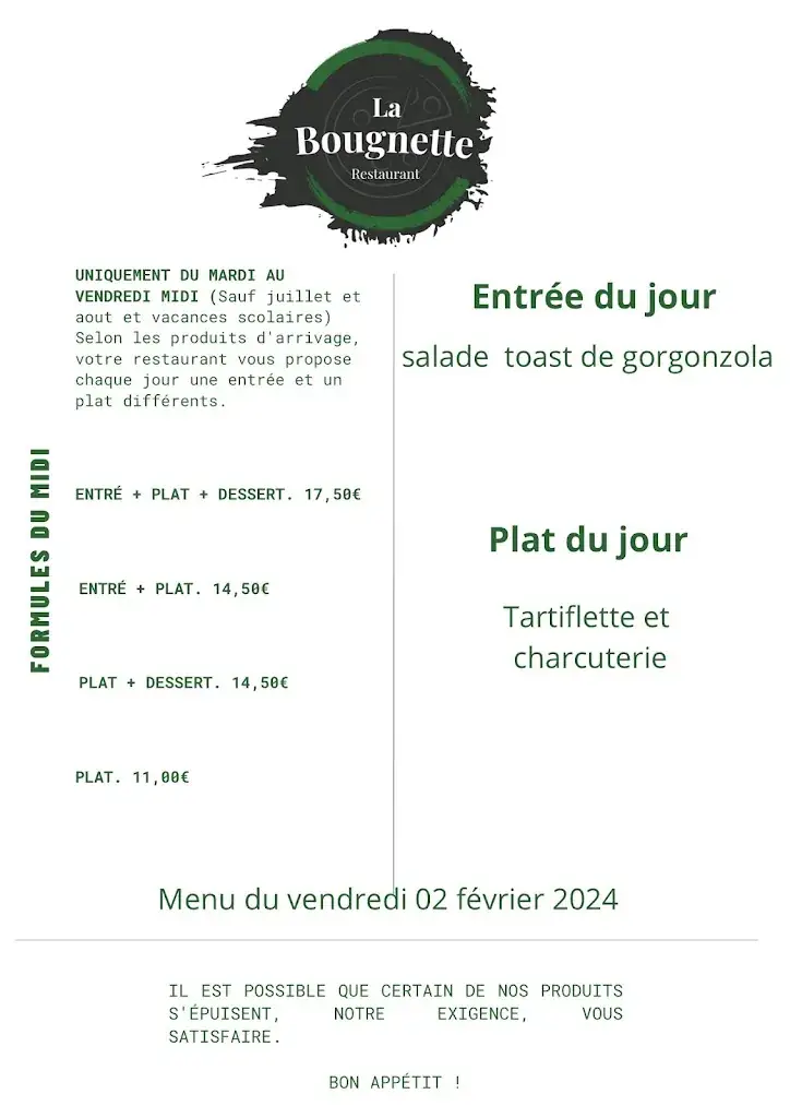 Menu_LA Bougnette (Sole Mio saint genest lerpt)_Saint-Genest-Lerpt_image_1