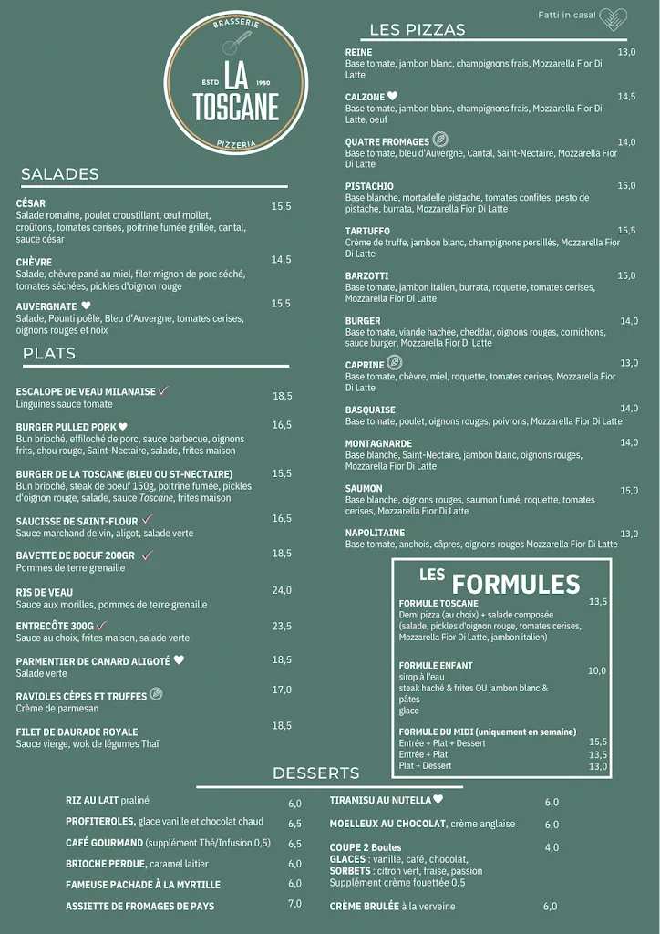 Menu_Pizzeria La Toscane_Saint-Flour_image_1