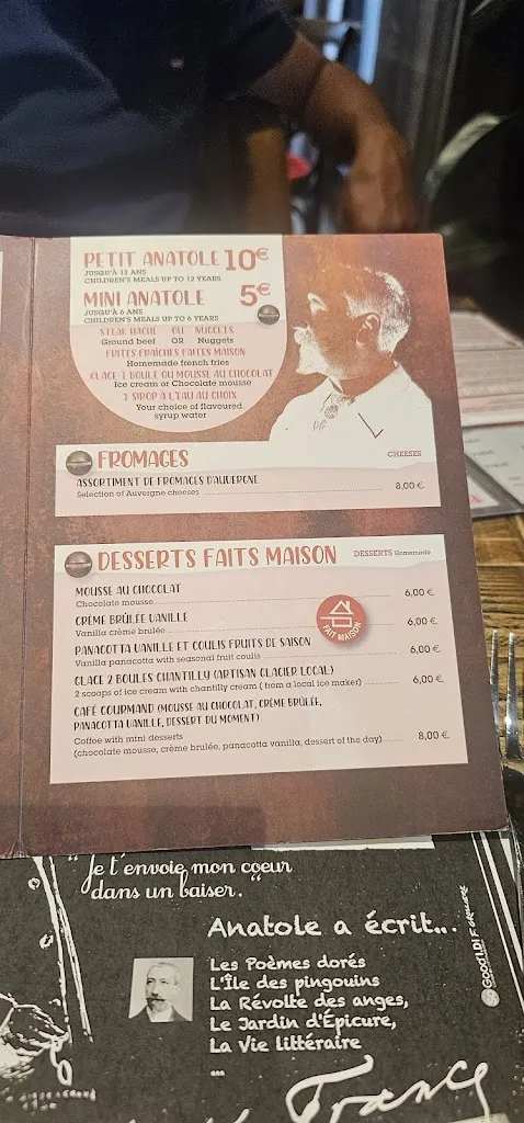 Menu_Restaurant Anatole Clermont-ferrand_Clermont-Ferrand_image_2