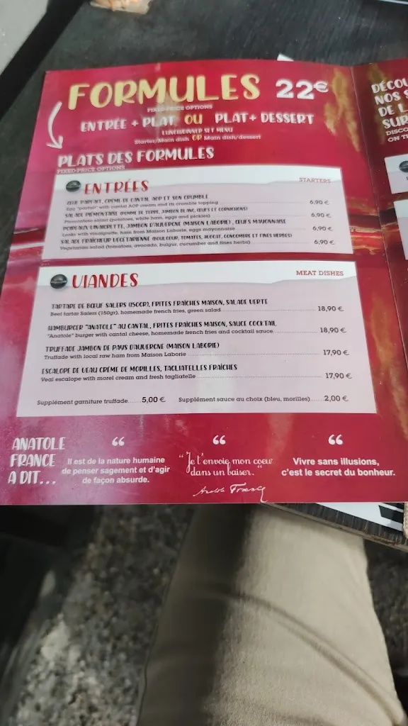 Menu_Restaurant Anatole Clermont-ferrand_Clermont-Ferrand_image_3