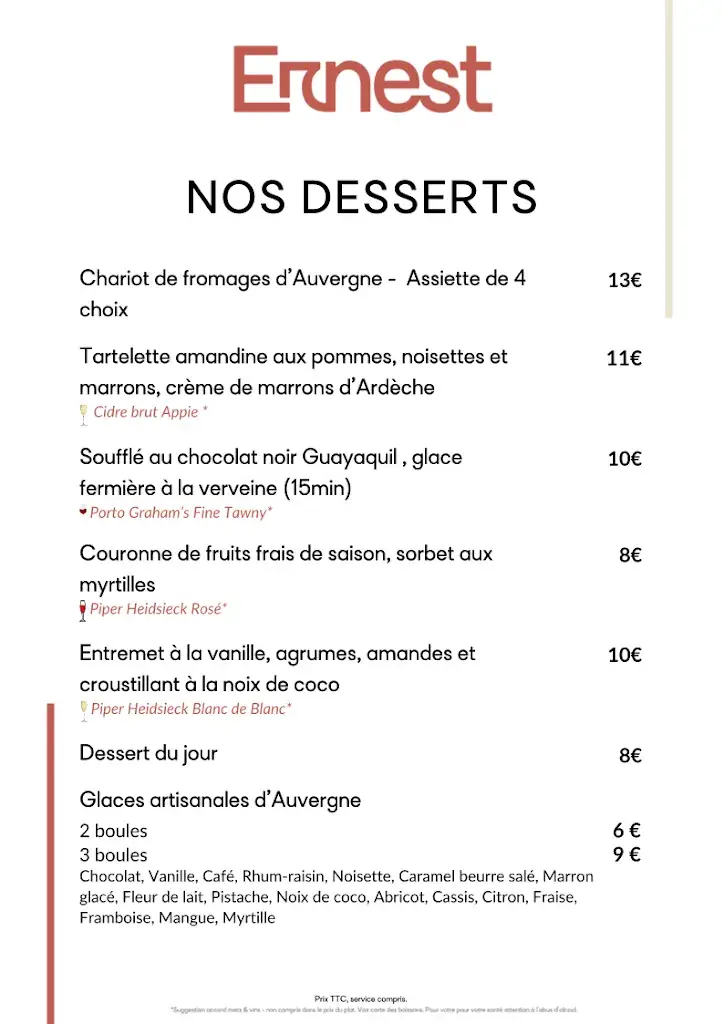 Menu_Ernest Restaurant_Clermont-Ferrand_image_1