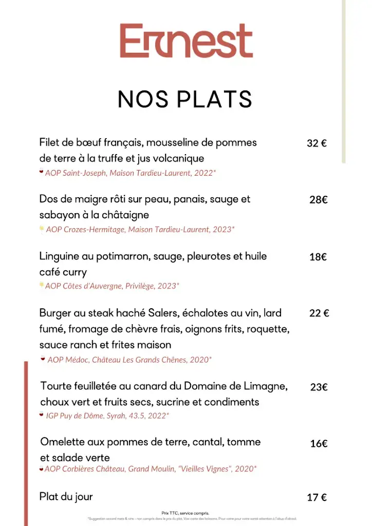 Menu_Ernest Restaurant_Clermont-Ferrand_image_3