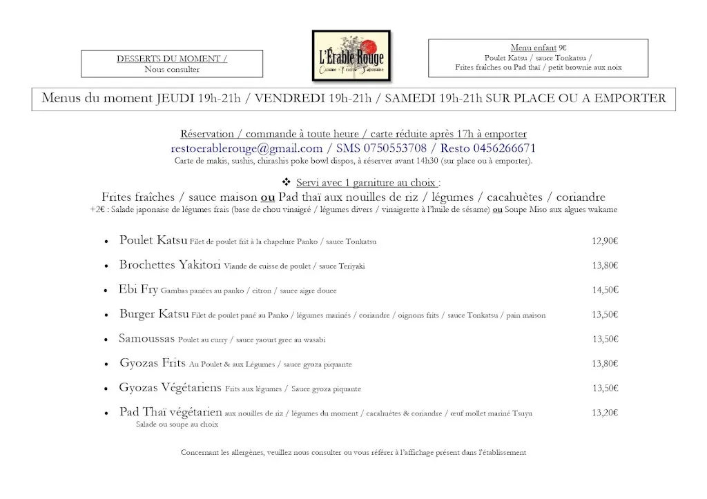 Menu_L’Érable Rouge, french-japanese food_Saint-Genix-les-Villages_image_2