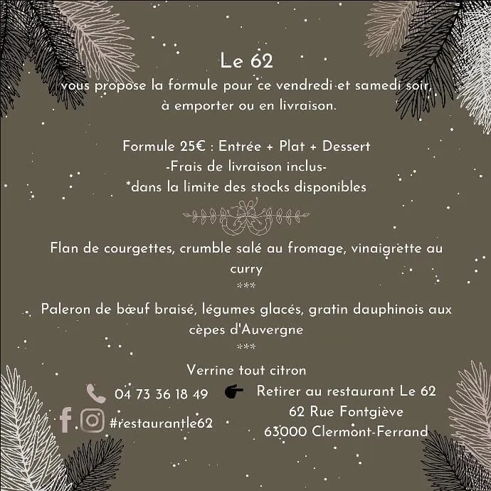 Menu_Restaurant Le 62_Clermont-Ferrand_image_3