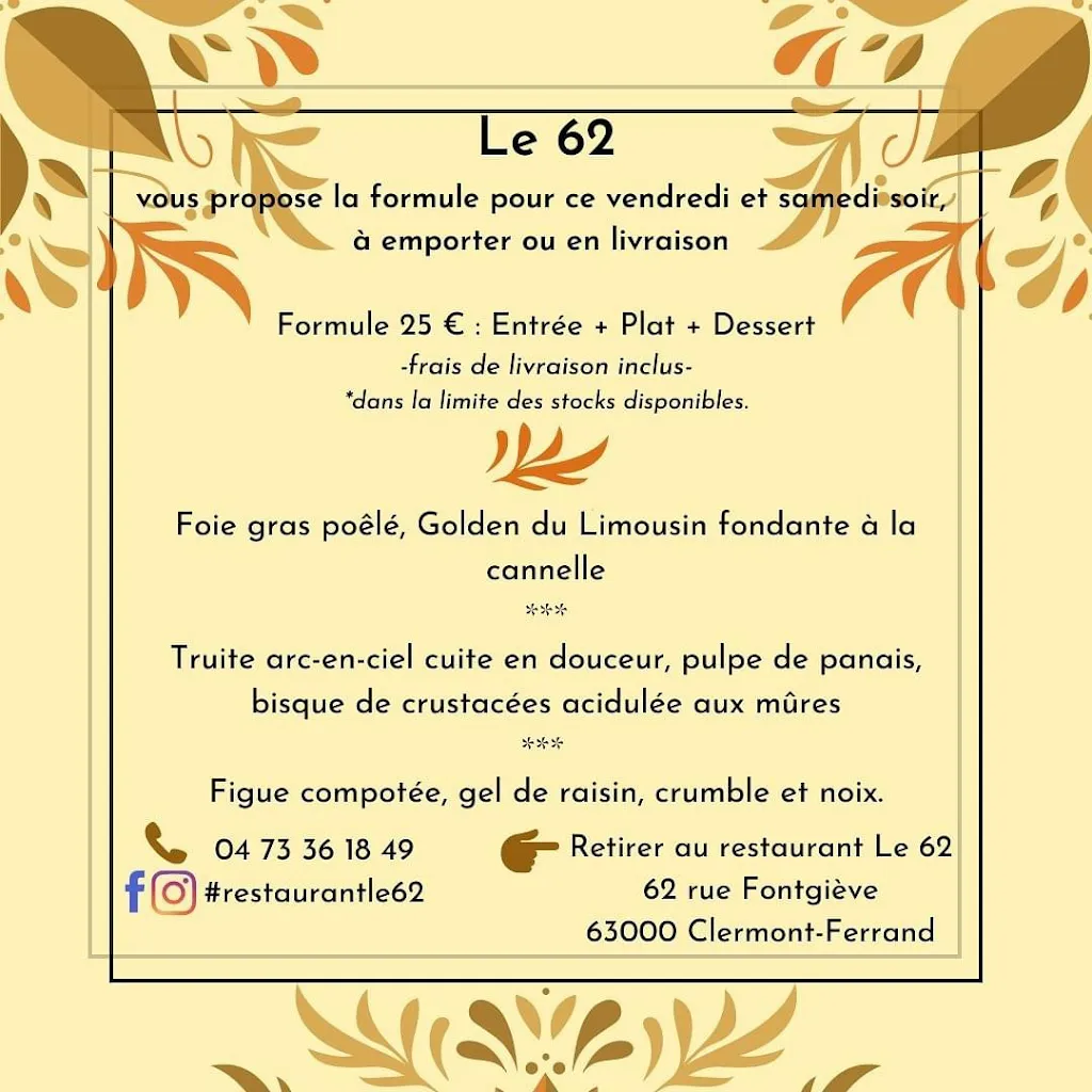 Menu_Restaurant Le 62_Clermont-Ferrand_image_4