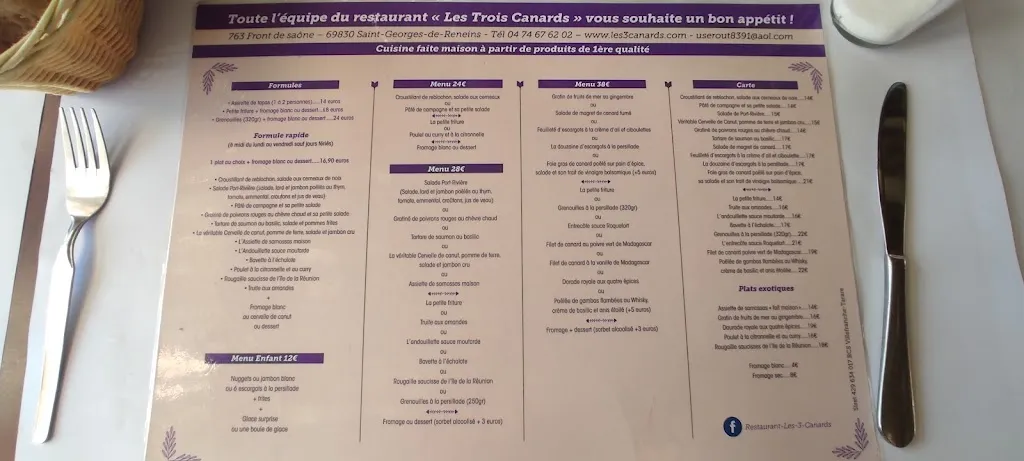 Menu_Les 3 Canards_Saint-Georges-de-Reneins_immagine_1