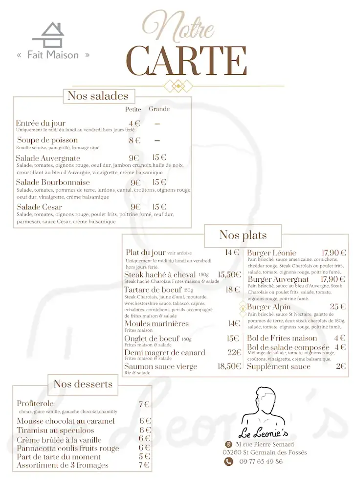 Menü_Le Léonie's_Saint-Germain-des-Fossés_Bild_1