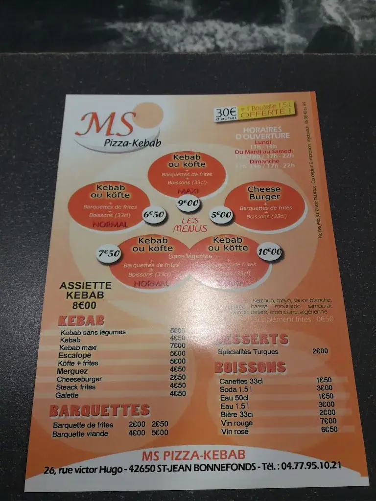 Menu_M.s. Pizza Et Kebab_Saint-Jean-Bonnefonds_image_2