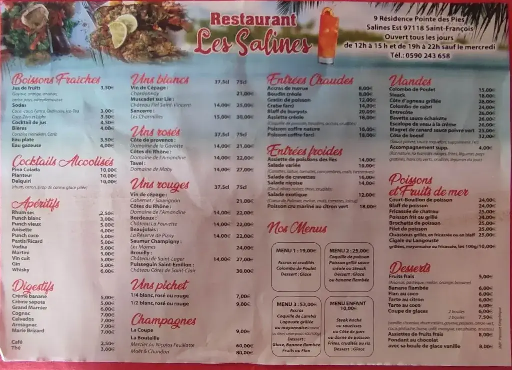 Menu_Les Salines_Guadeloupe_image_1