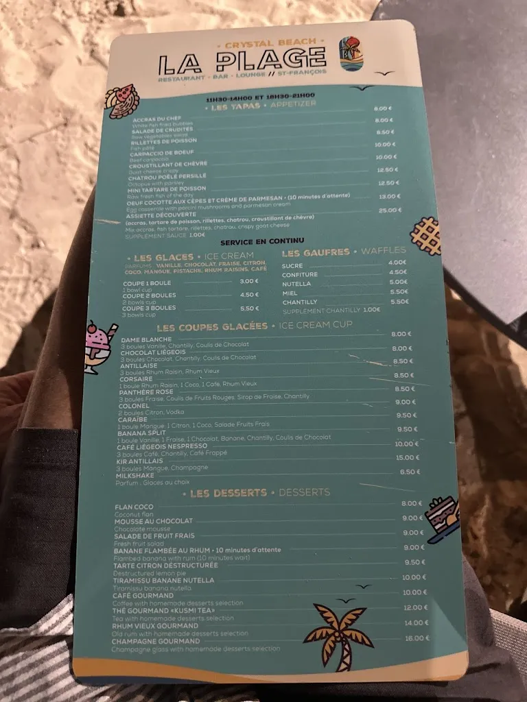 Menu_La Plage Crystal Beach_Guadeloupe_image_1