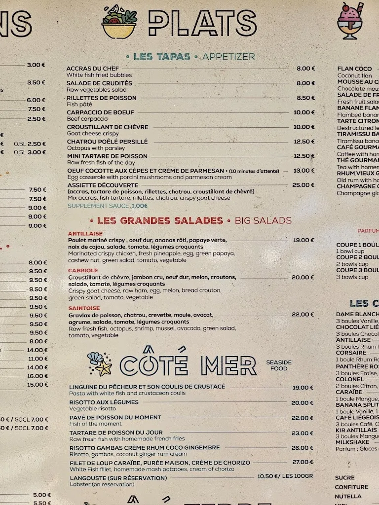 Menu_La Plage Crystal Beach_Guadeloupe_image_4