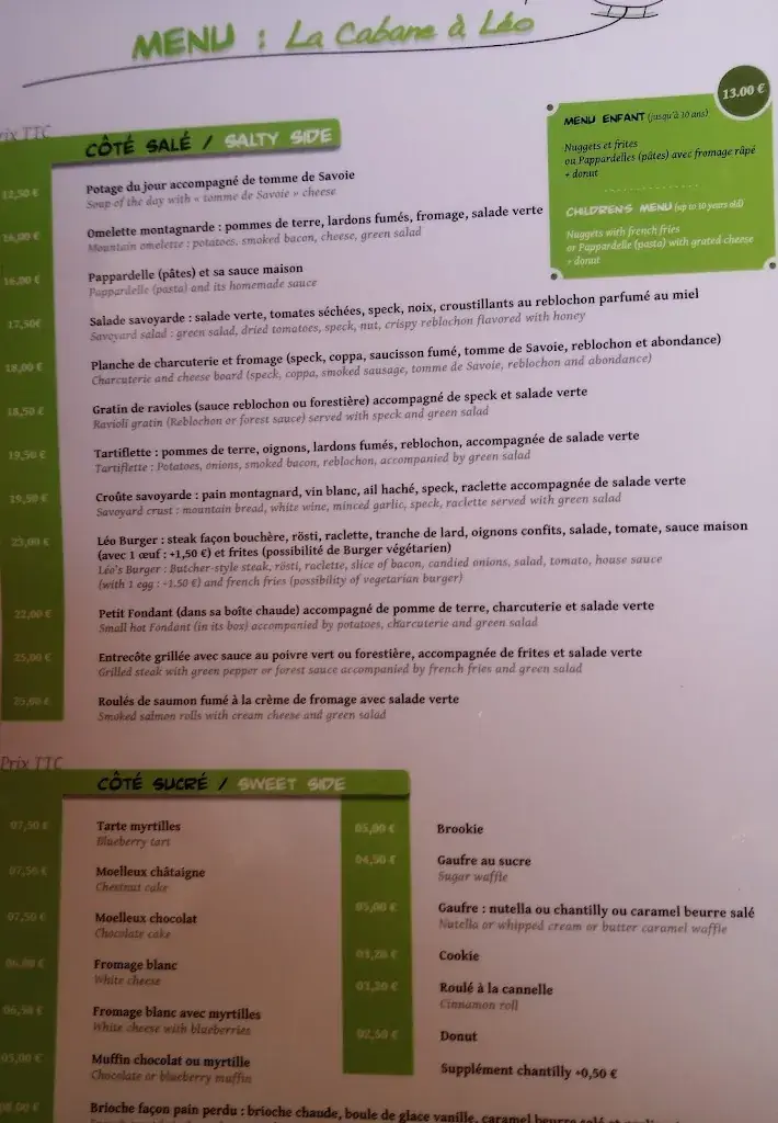 Menu_La Cabane à Léo_Saint-Gervais-les-Bains_image_1