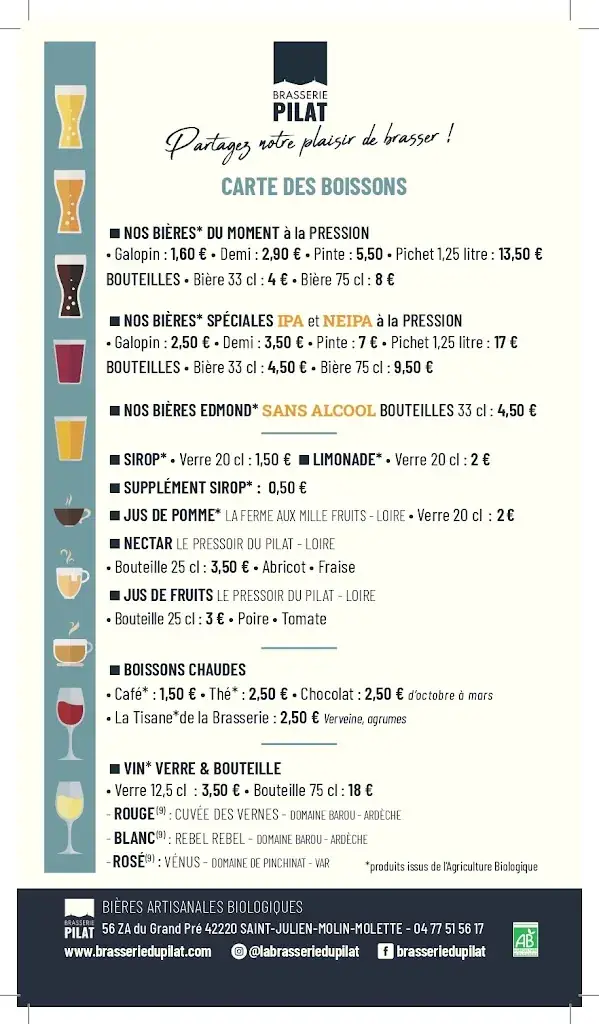 Menu_La Brasserie artisanale du Pilat - Bar et boutique - Bières bio_Saint-Julien-Molin-Molette_immagine_2