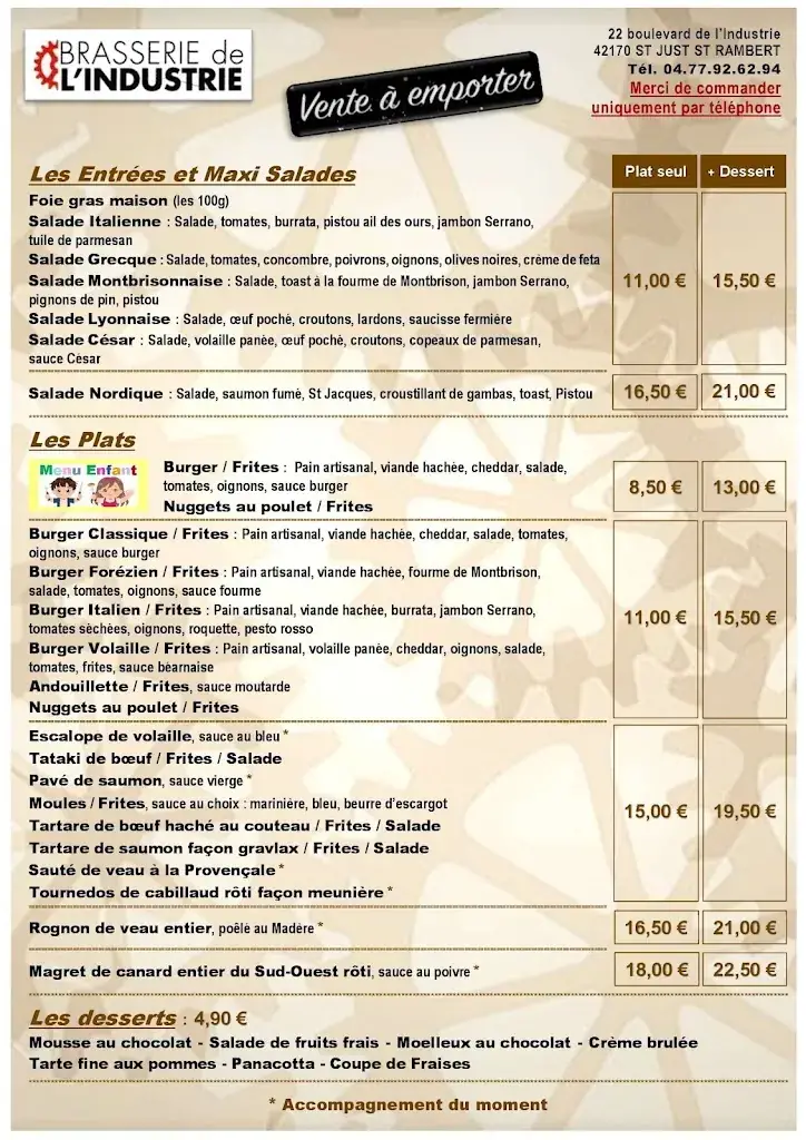 Menü_Brasserie de l'Industrie_Saint-Just-Saint-Rambert_Bild_2