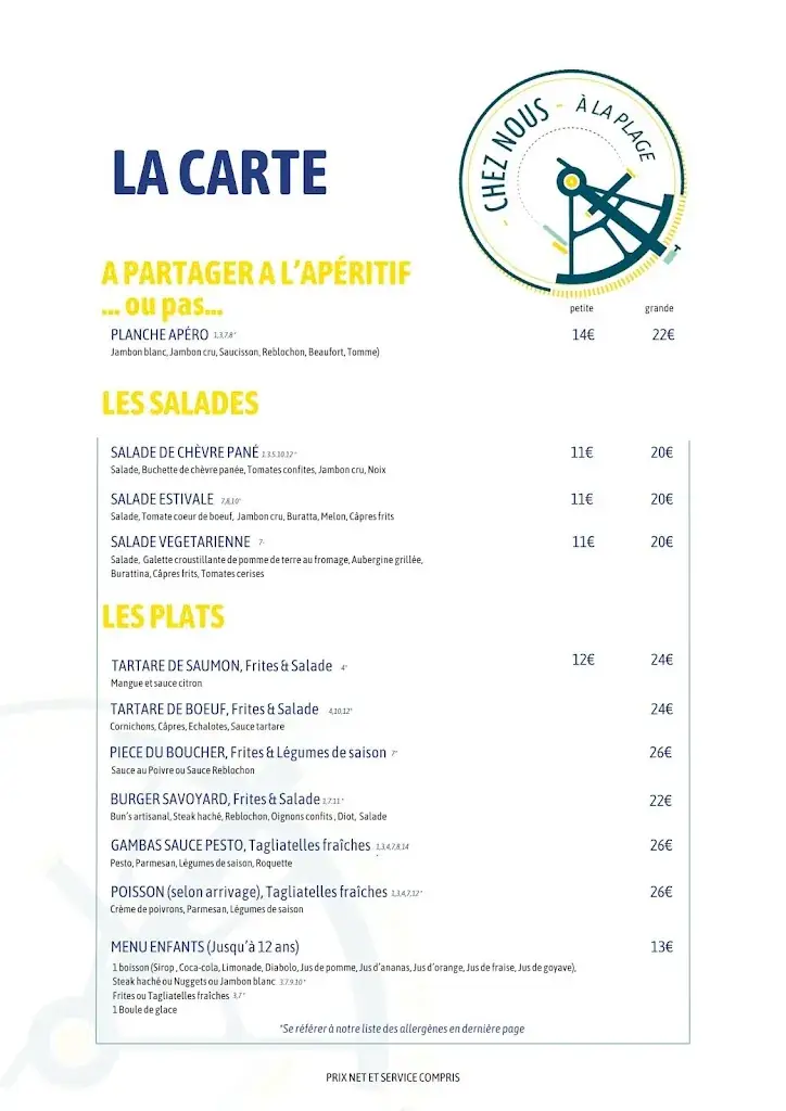 Menu_Restaurant de la Plage de Saint Jorioz - Chez Nous à la Plage_Saint-Jorioz_immagine_1