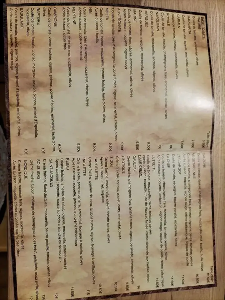 Menu_Pizzeria le cocon_Saint-Paulien_immagine_2