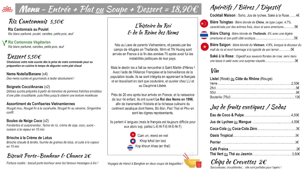 Menu_Restaurant Le Roi des Nems - Cuisine vietnamienne et végétarienne, sur place et à emporter_Saint-Martin-d'Hères_immagine_1