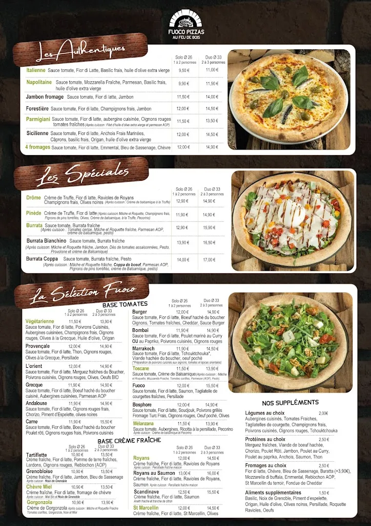 Menu_FUOCO PIZZAS Saint Martin d'Hères_Saint-Martin-d'Hères_image_1