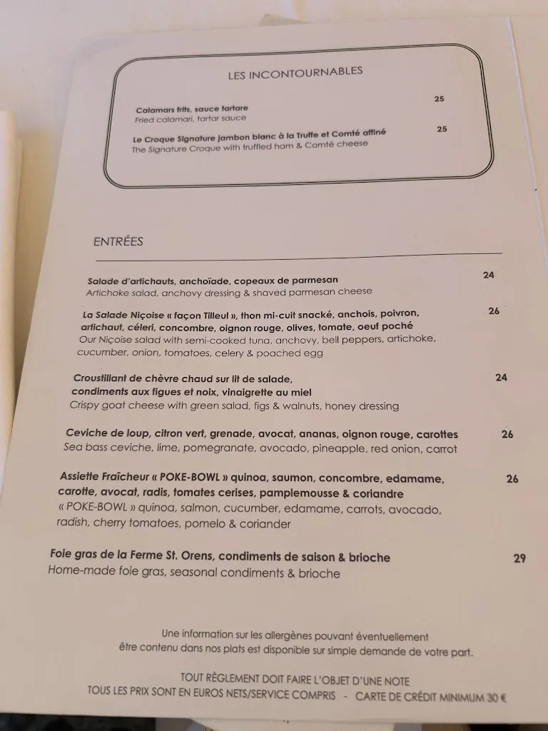 Menu_Restaurant Le Tilleul_Saint-Paul-de-Vence_image_1