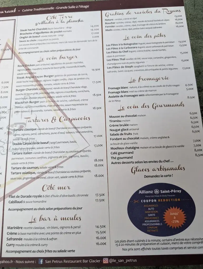 Menu_San Pétrus Restaurant Bar Glacier_Saint-Péray_image_1