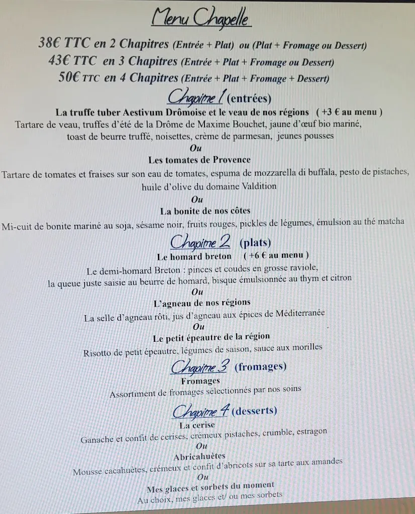 Menu_Restaurant La Chapelle_Saint-Paul-Trois-Châteaux_image_1