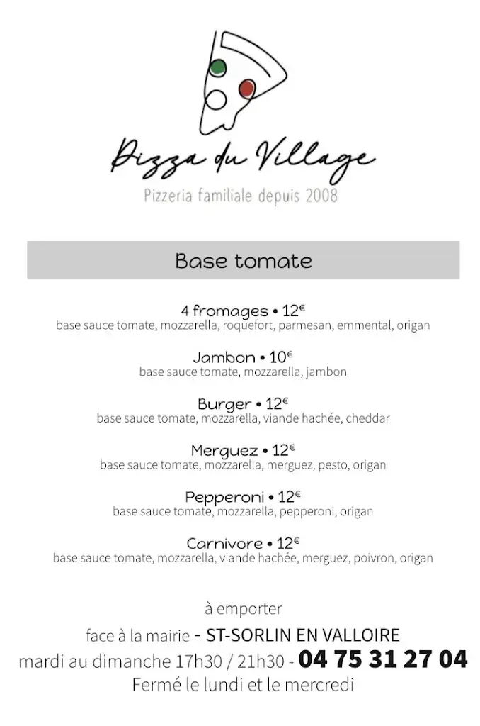 Menü_Pizza Du Village_Saint-Sorlin-en-Valloire_Bild_1