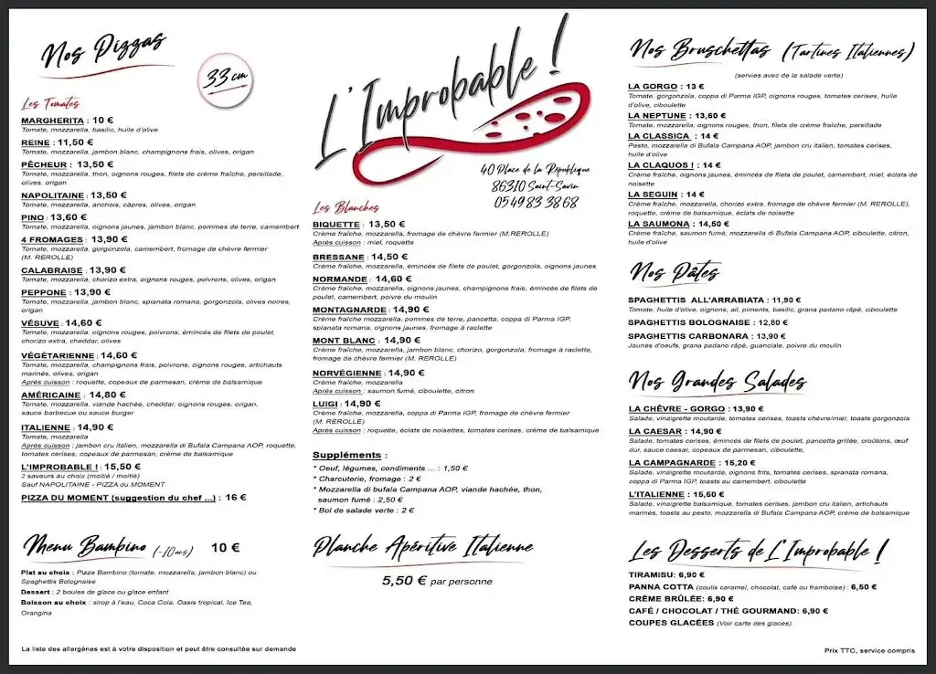 Menu_L'Improbable !_Saint-Savin_image_1