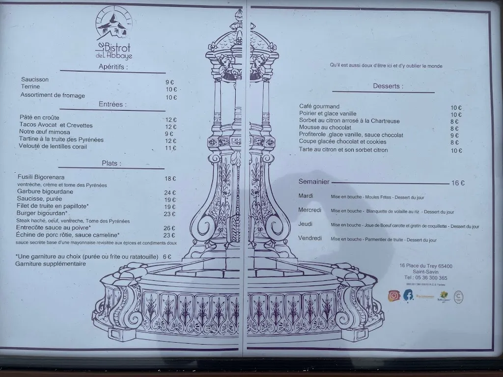 Menu_Le Bistrot de l'Abbaye_Saint-Savin_image_1