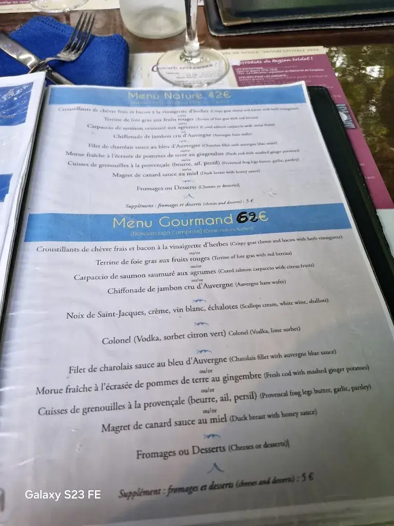 Menu_Auberge des Aubrelles_Saint-Pourçain-sur-Sioule_image_1