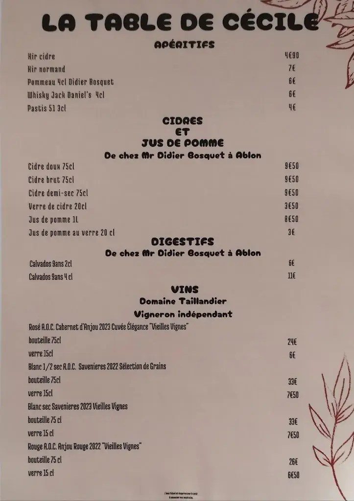 Menu_La Table de Cécile_Rivière-Saint-Sauveur_image_1