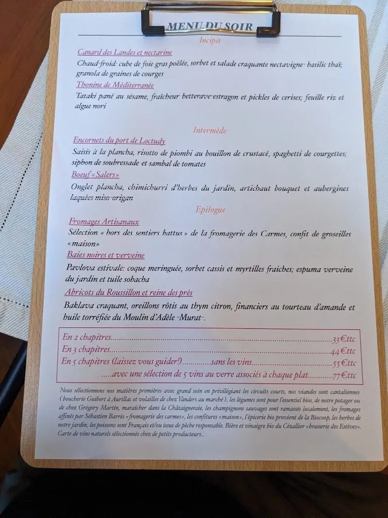 Menü_La Table des Matières_Aurillac_Bild_1