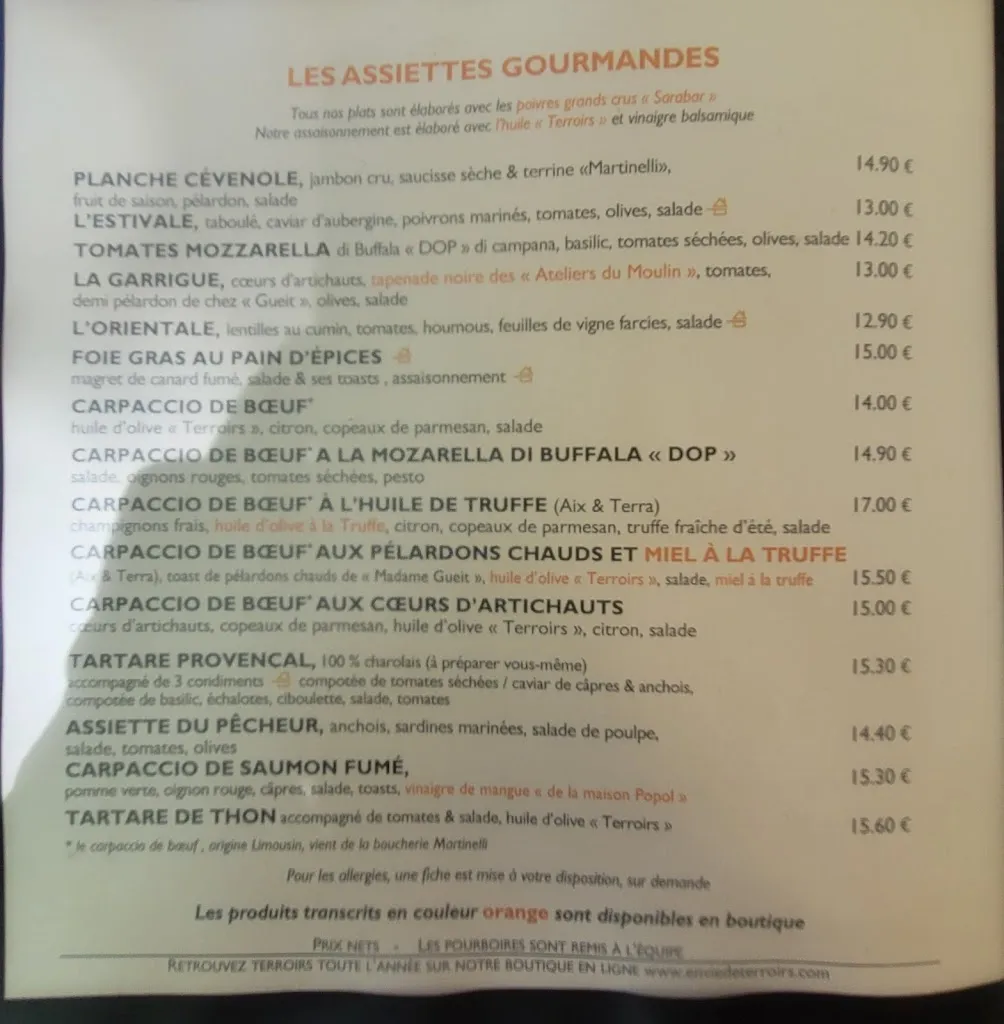 Menu_Les Terroirs - Restaurant Uzès_Uzès_image_2