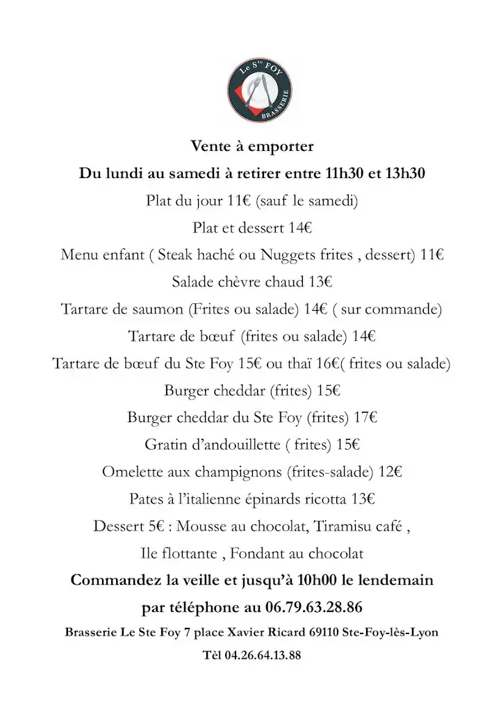 Menu_Brasserie le Ste Foy_Sainte-Foy-lès-Lyon_image_4