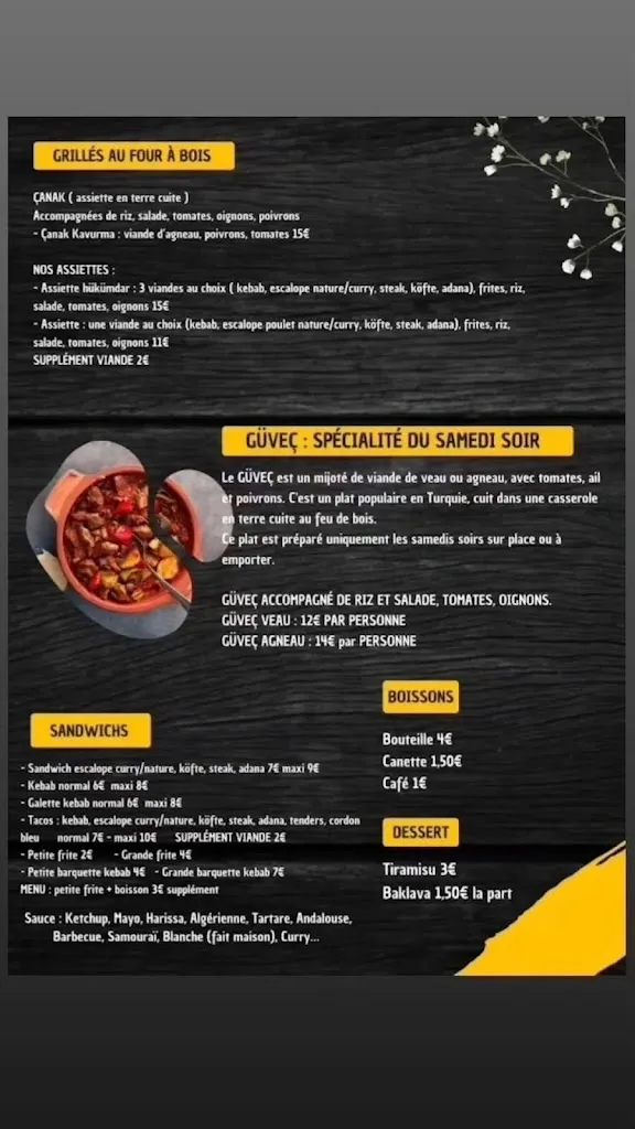 Menu_HÜKÜMDAR Restaurant_Sainte-Sigolène_immagine_2