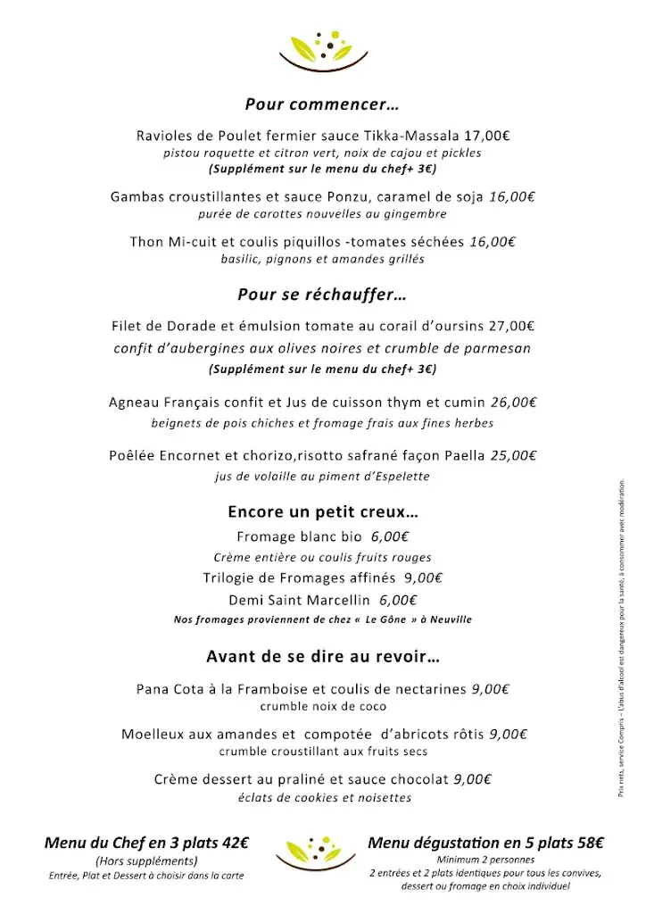 Menü_La Table d'Albigny_Albigny-sur-Saône_Bild_1