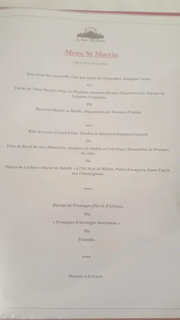 Menu_La Table St Martin_Sauxillanges_immagine_2