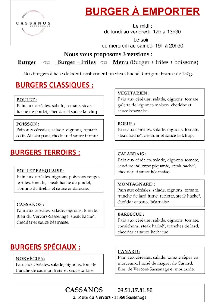 Menu_CASSANOS - RESTAURANT Sassenage_Sassenage_image_1
