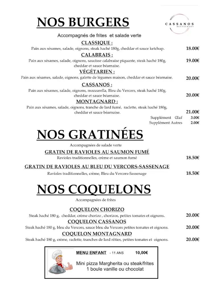 Menu_CASSANOS - RESTAURANT Sassenage_Sassenage_image_2