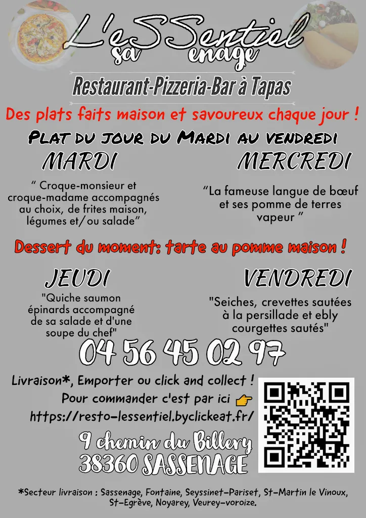 Menu_L'Essentiel Restaurant_Sassenage_image_1