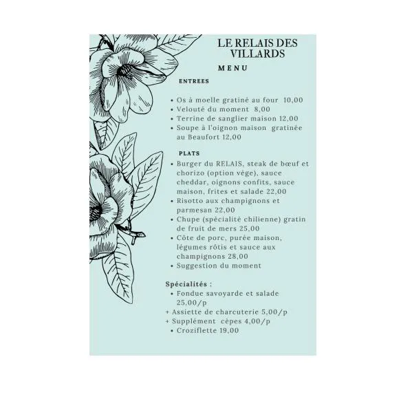 Menu_Le Relais Des Villards_Séez_image_1