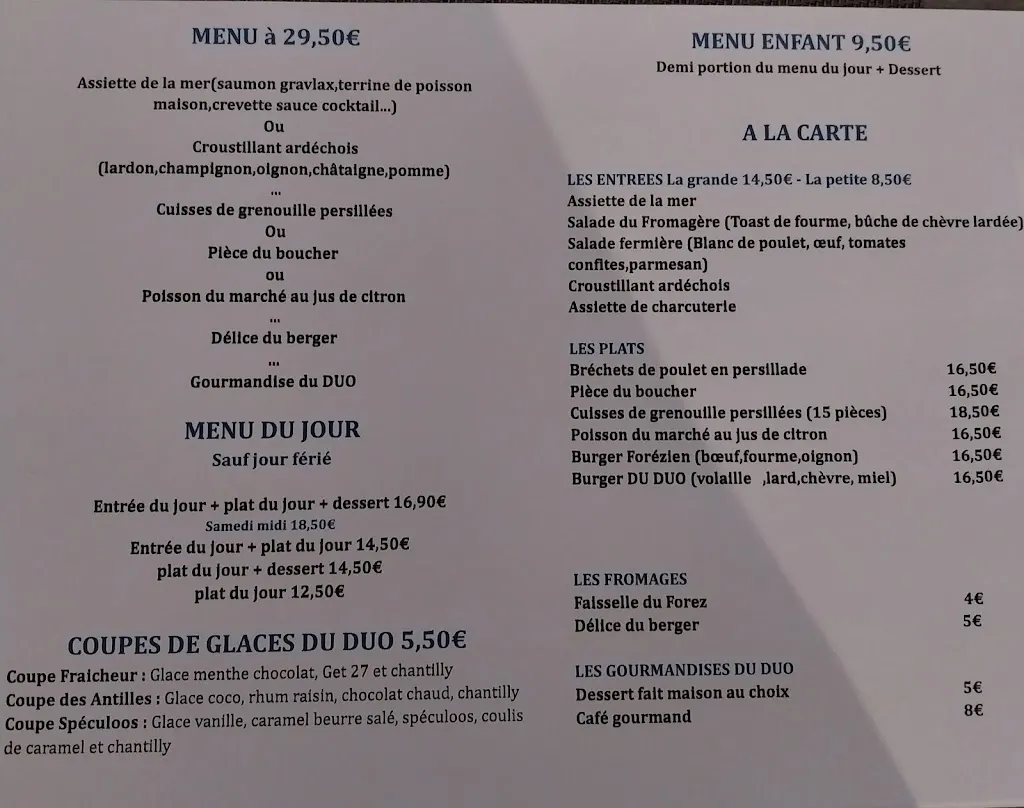 Menü_Restaurant Le Duo_Balbigny_Bild_3