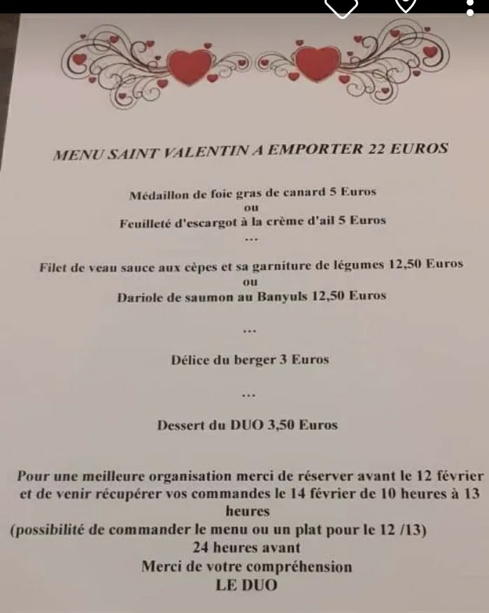 Menü_Restaurant Le Duo_Balbigny_Bild_4