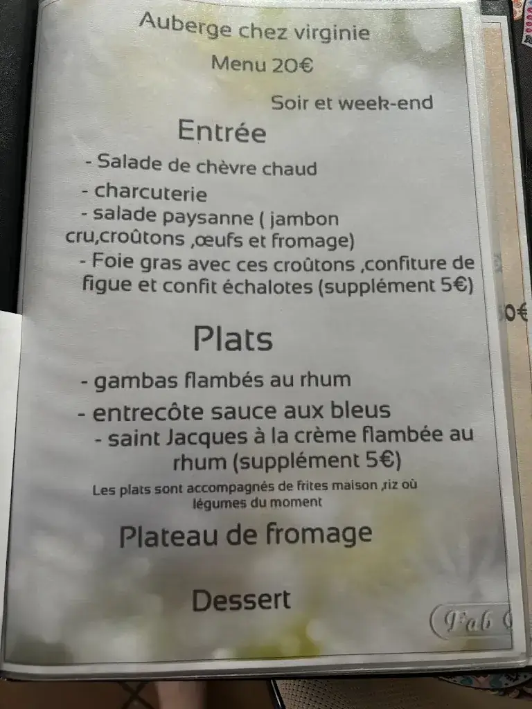 Menu_Auberge Chez Virginie_Saugues_image_1