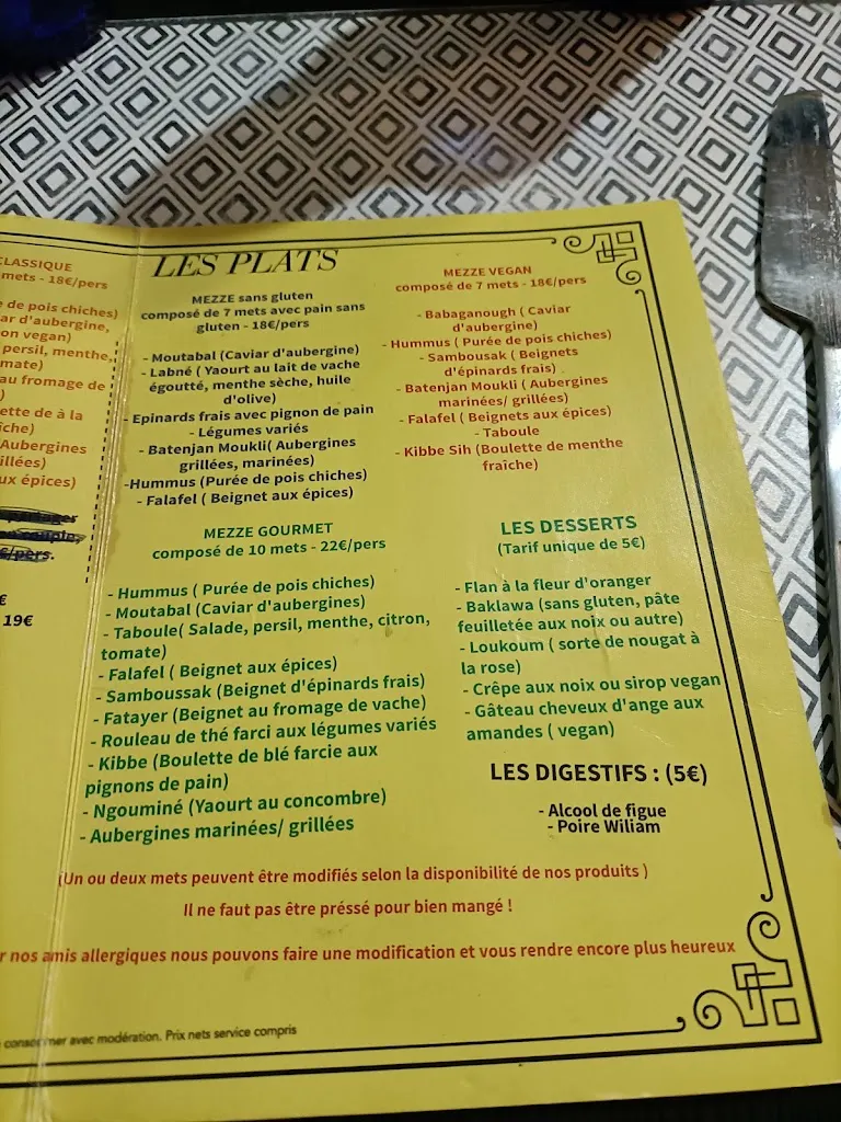 Menu_Le Plateau de Mezzé_Vienne_image_2