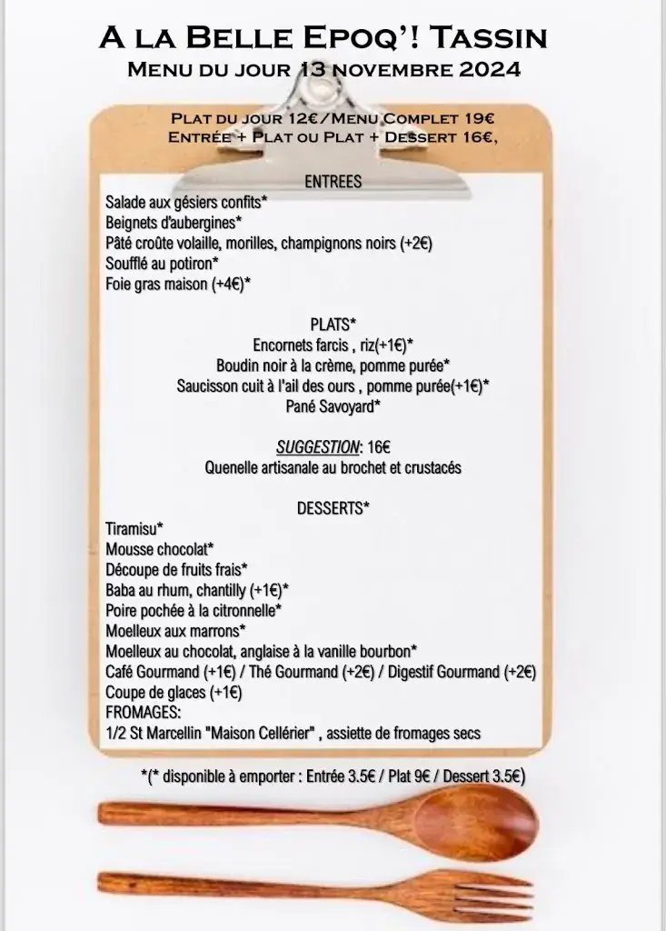 Menu_A la belle epoq' - Restaurant - Cuisine comme à la Maison_Tassin-la-Demi-Lune_image_1