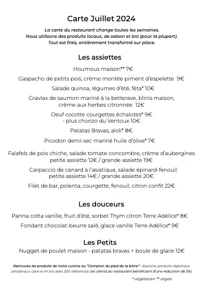 Menu_Le Pied de la Lettre, restaurant et maison d'hôtes_Grignan_image_4