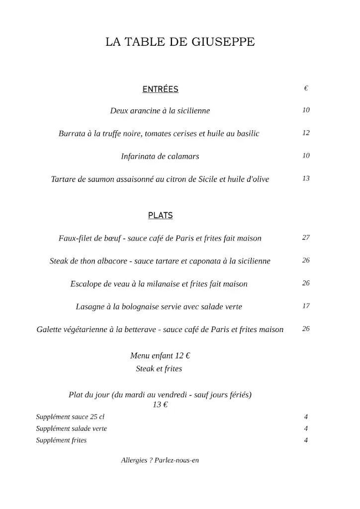 Menu_La table de Giuseppe_Annemasse_immagine_2