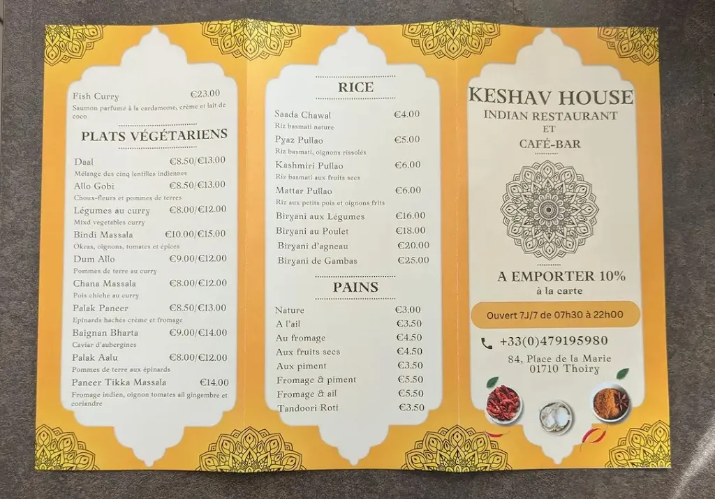Menu_Keshav House_Thoiry_image_1
