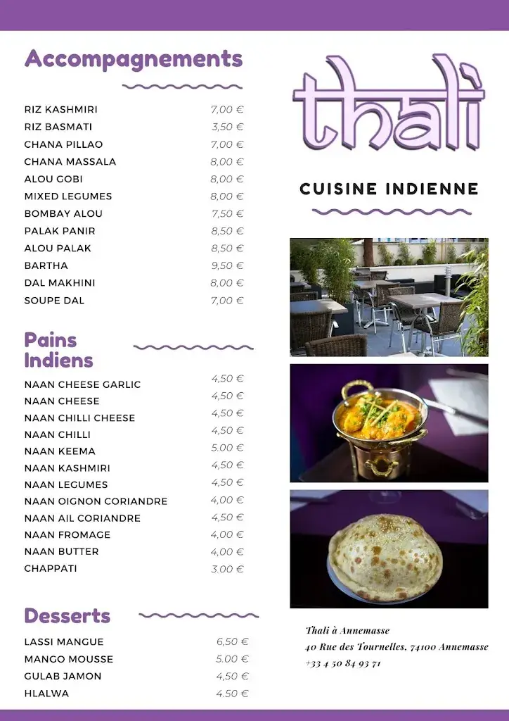 Menu_Thali Restaurant_Annemasse_immagine_1